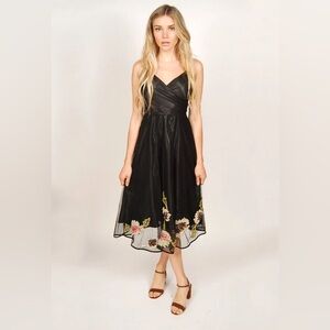 Betsey Johnson Dress vintage Y2K black applique tulle dress
